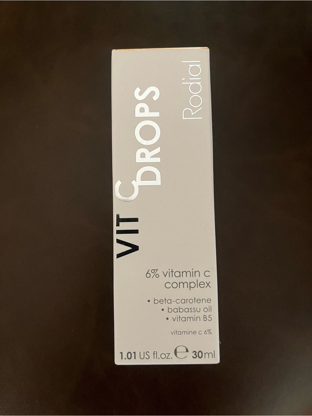 Rodial VIT C Drops Serum Box - White & Orange Trim